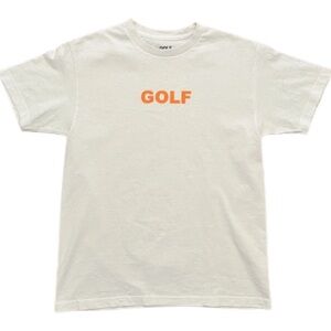 White T-Shirt with Orange Logo golf wang Tyler the creator short sleeve shirt